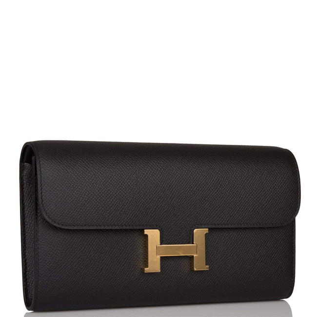 Hermes Black Epsom Constance Wallet To Go Gold Hardware Hover Image