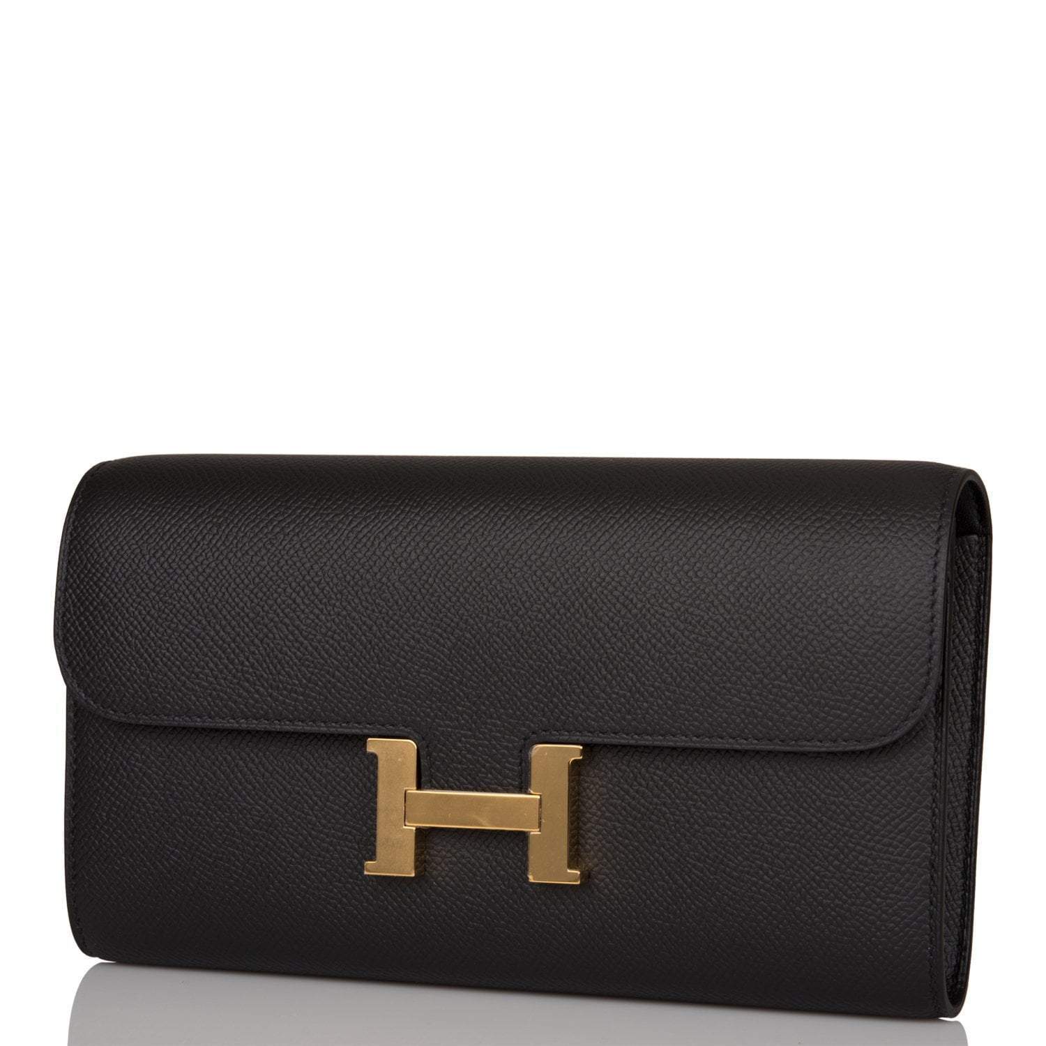 Hermes Black Epsom Constance Wallet To Go Gold Hardware