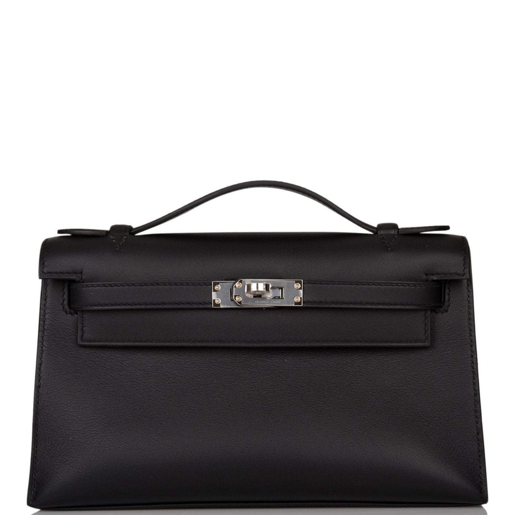 Hermes Black Swift Mini Kelly Pochette Palladium Hardware