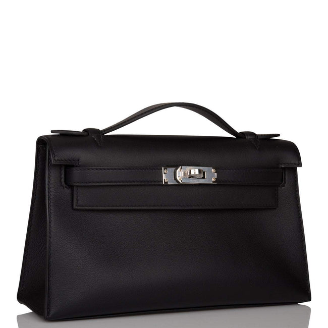 Hermes Black Swift Mini Kelly Pochette Palladium Hardware Main Image