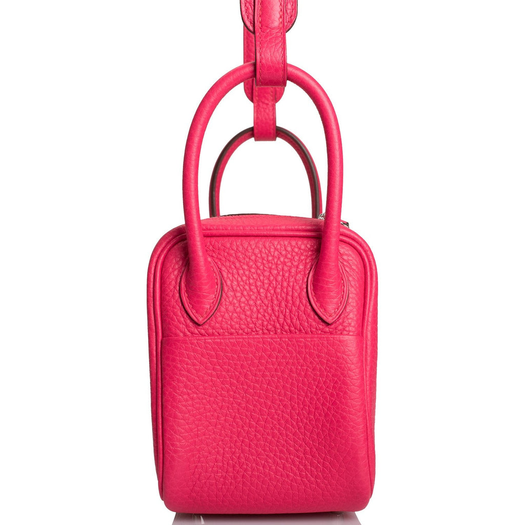 Hermes Rose Extreme Clemence Mini Lindy Palladium Hardware
