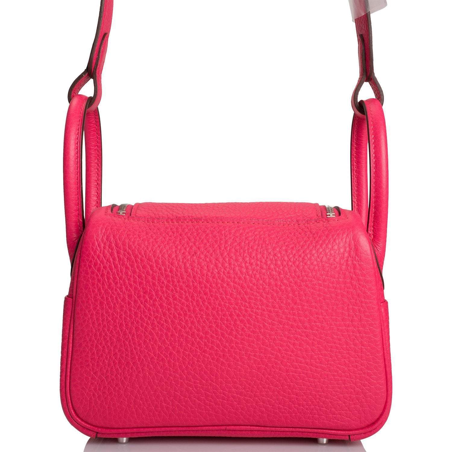 Hermes Rose Extreme Clemence Mini Lindy Palladium Hardware