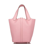 Hermes Rose Sakura Clemence Picotin Lock 18cm Palladium Hardware