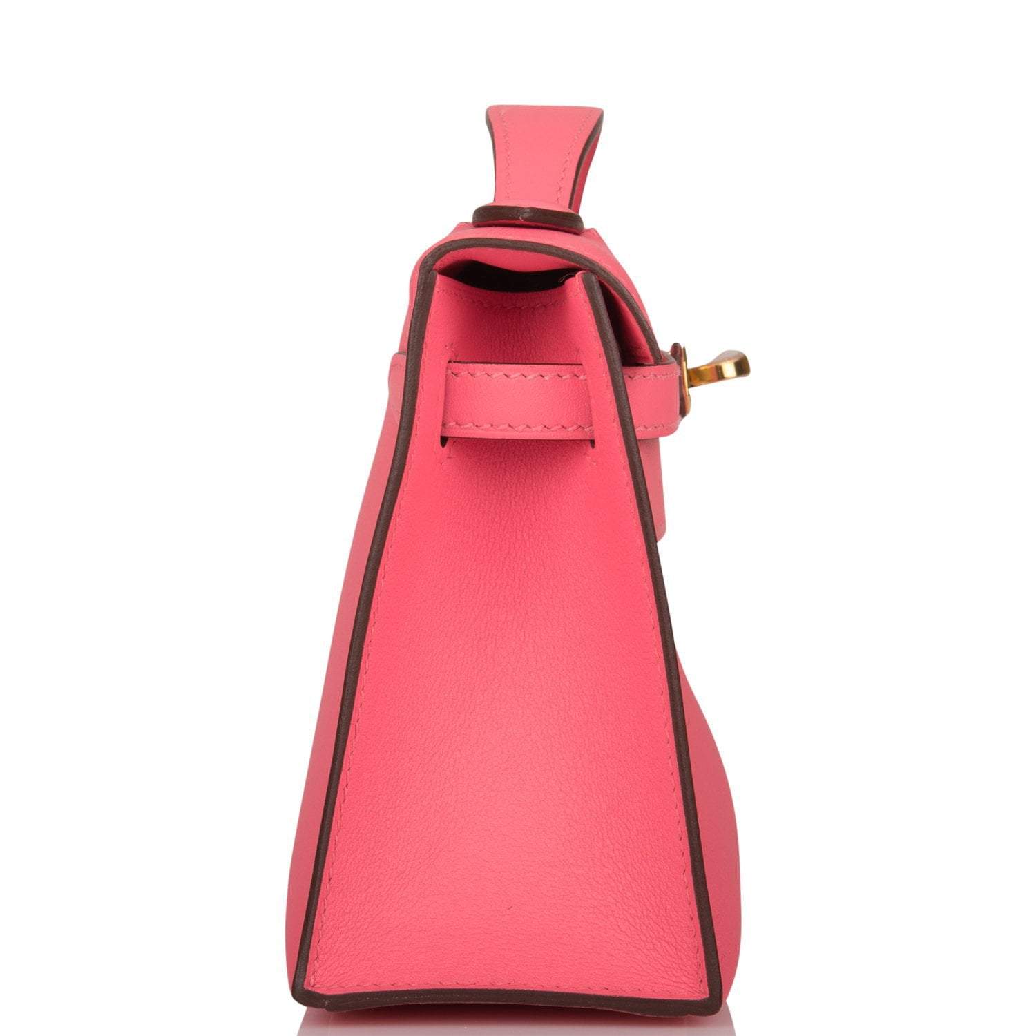 Hermes Rose Azalee Swift Mini Kelly Pochette Gold Hardware