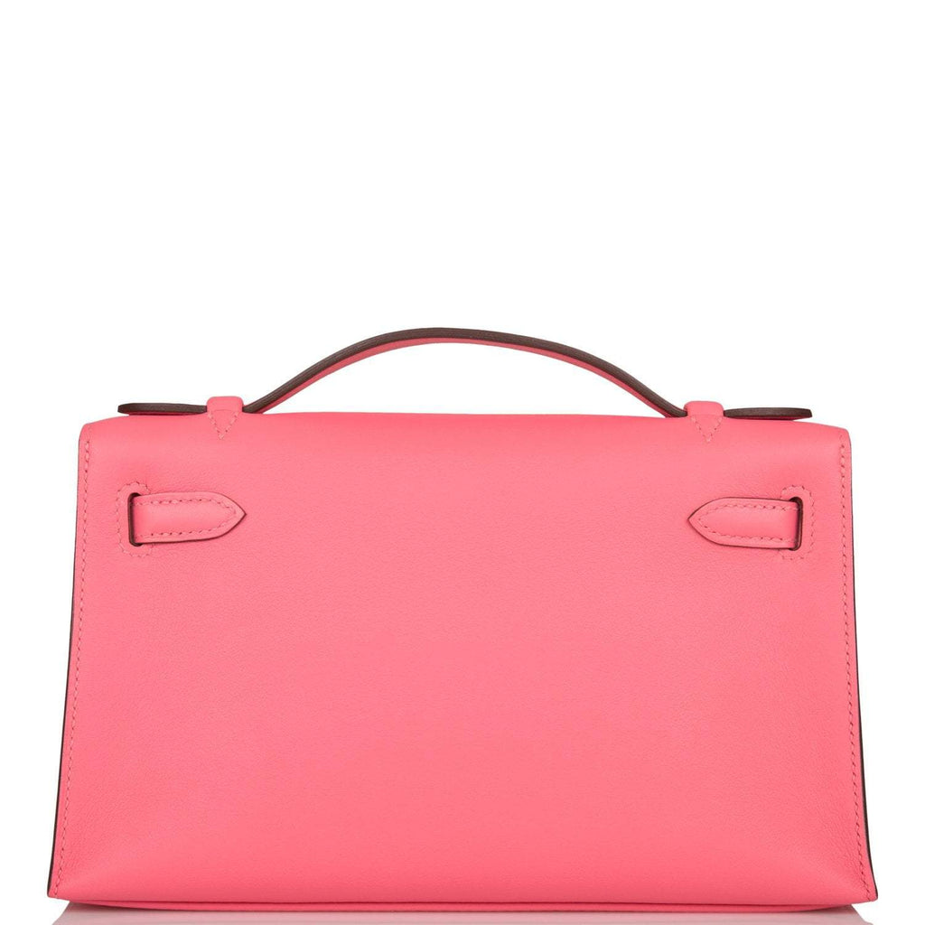 Hermes Rose Azalee Swift Mini Kelly Pochette Gold Hardware
