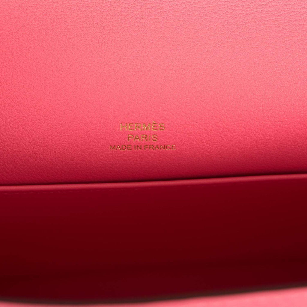 Hermes Rose Azalee Swift Mini Kelly Pochette Gold Hardware