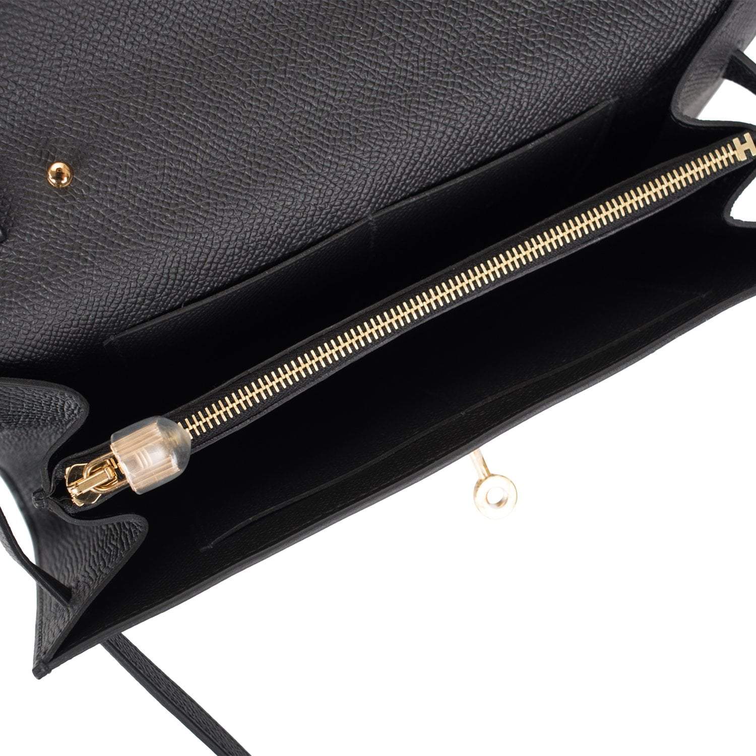 Hermes Black Epsom Kelly Wallet To Go Gold Hardware