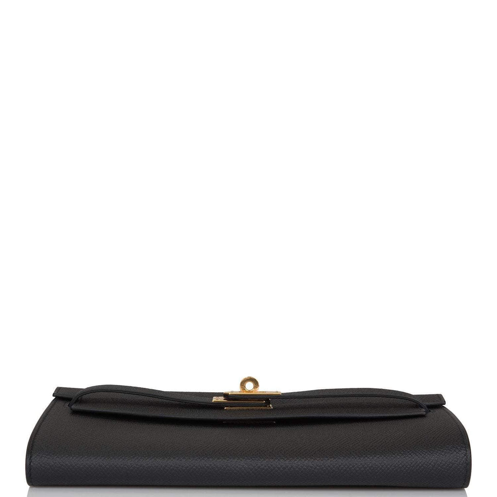 Hermes Black Epsom Kelly Wallet To Go Gold Hardware