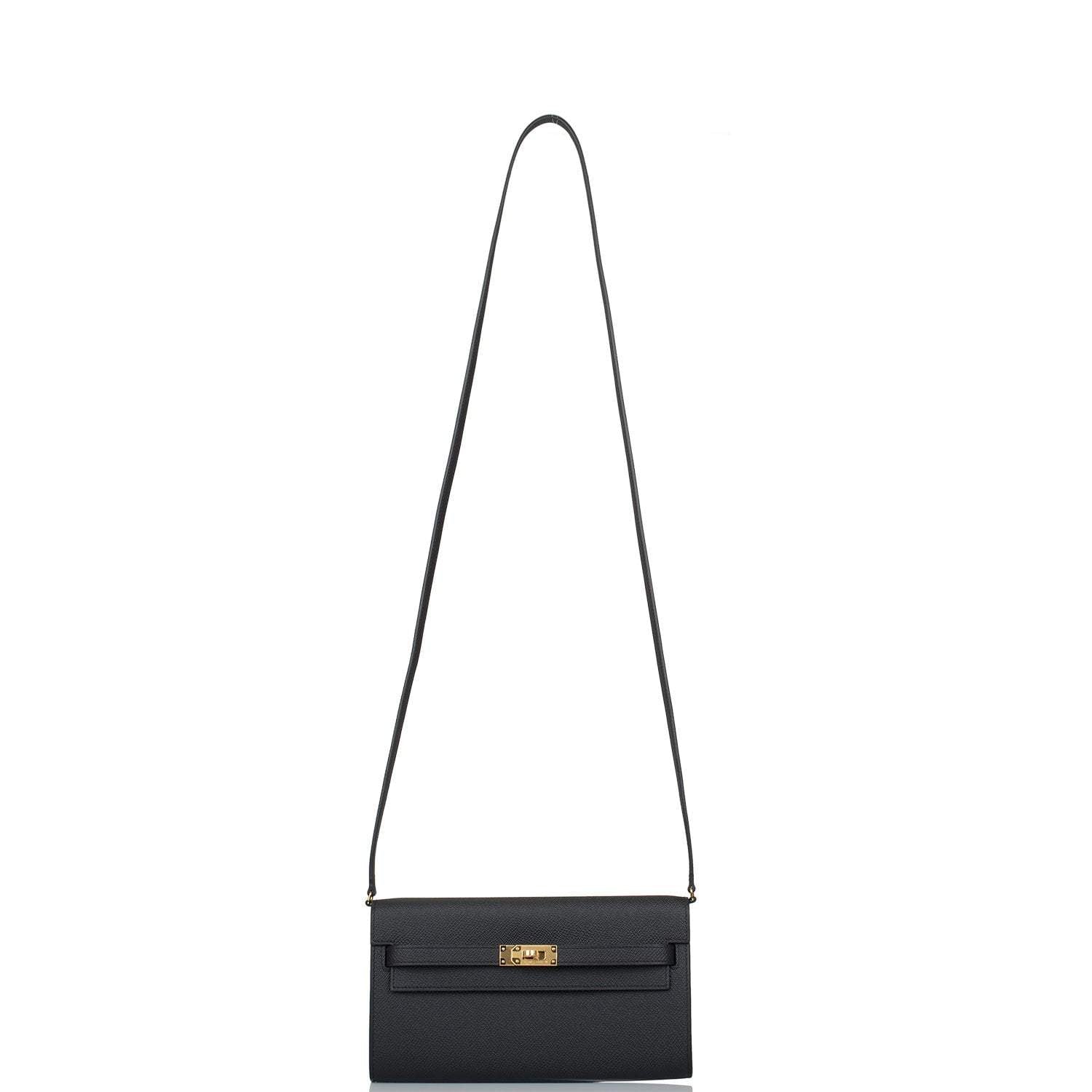 Hermes Black Epsom Kelly Wallet To Go Gold Hardware
