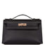 Hermes Black Swift Mini Kelly Pochette Rose Gold Hardware