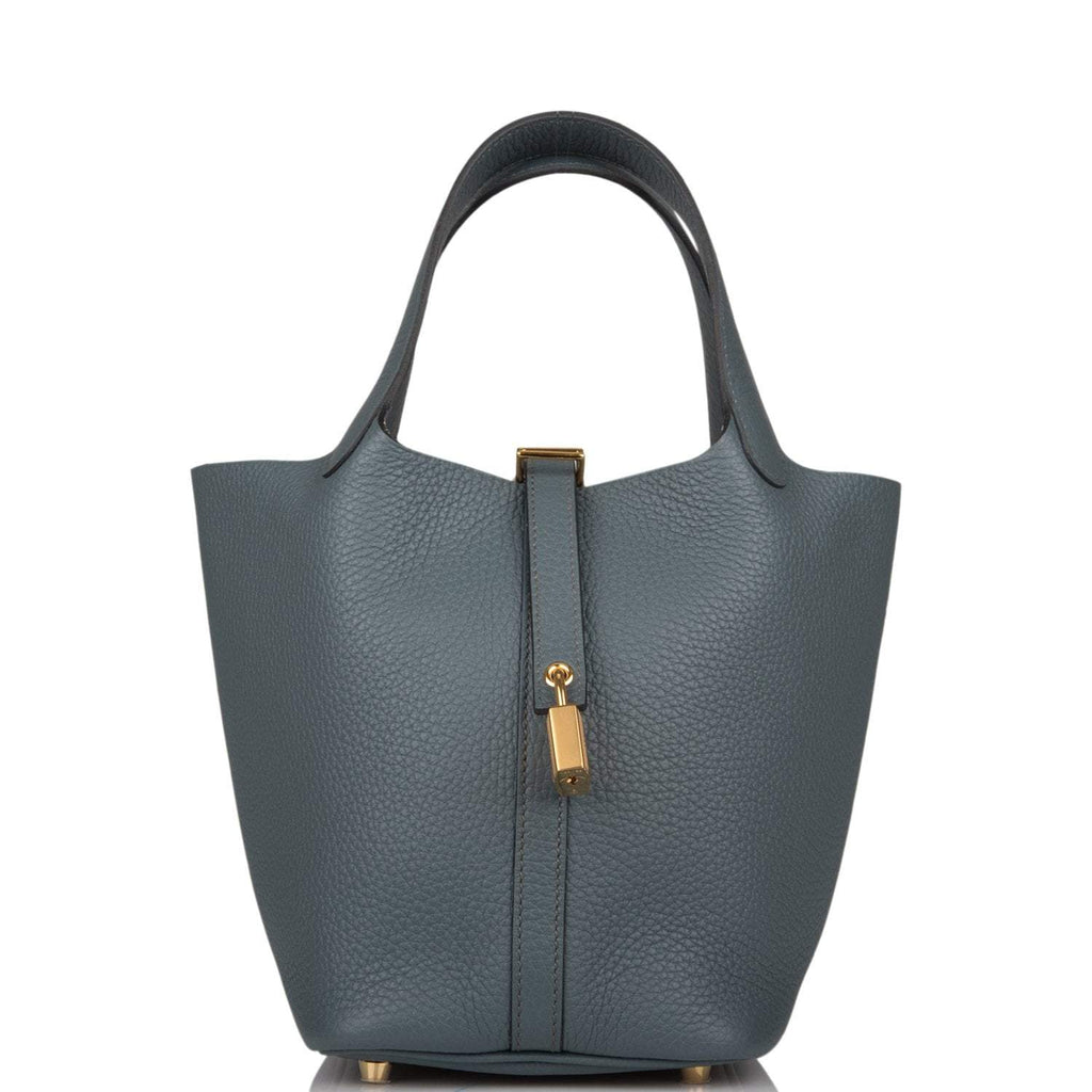 Hermes Bleu Orage Clemence Picotin Lock 18cm Gold Hardware