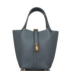 Hermes Bleu Orage Clemence Picotin Lock 18cm Gold Hardware