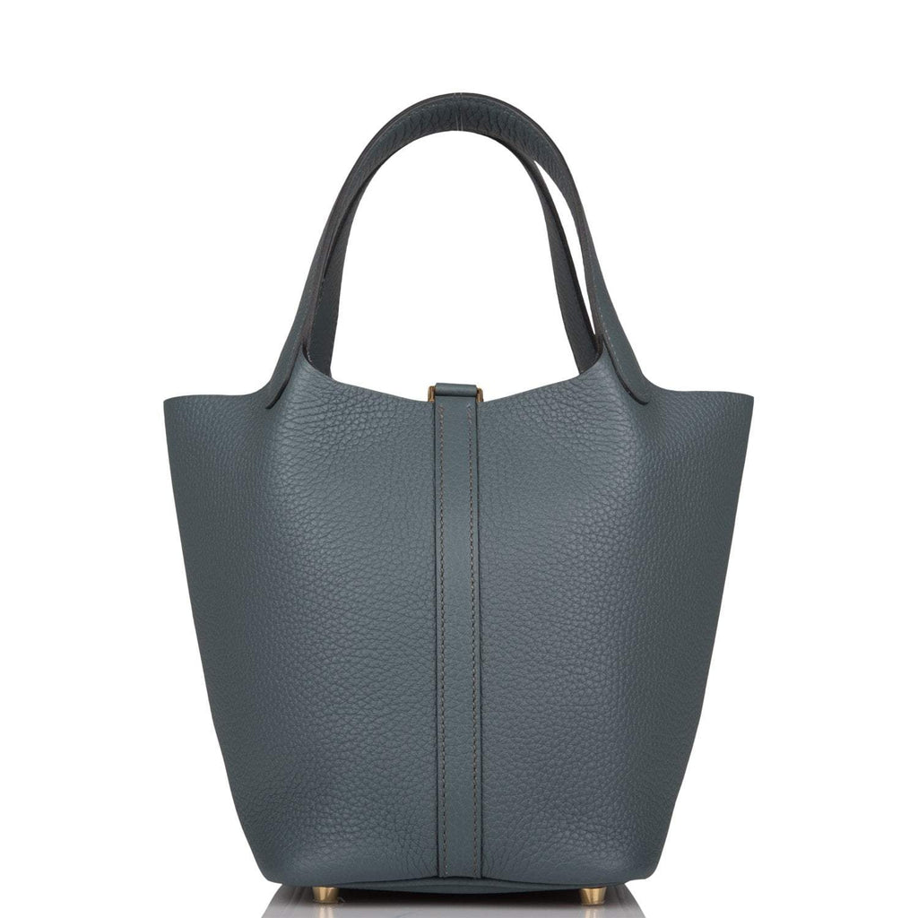 Hermes Bleu Orage Clemence Picotin Lock 18cm Gold Hardware