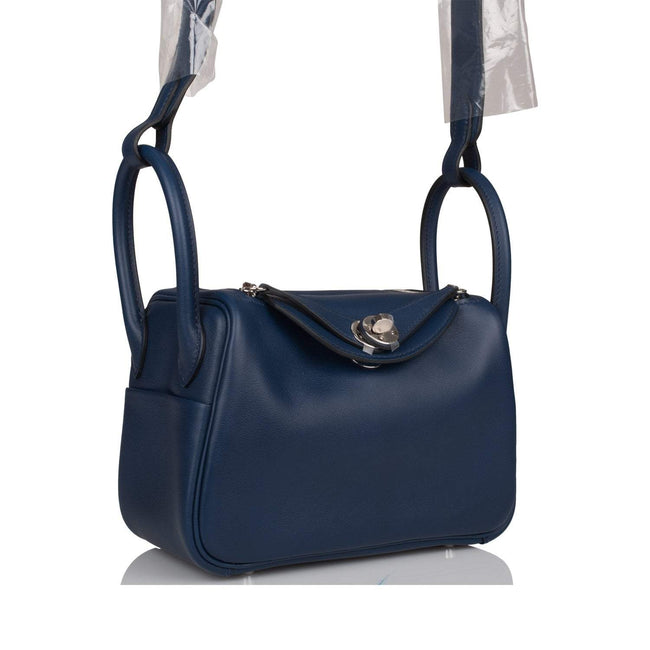 Hermes Bleu Navy Verso Swift Mini Lindy Palladium Hardware Main Image