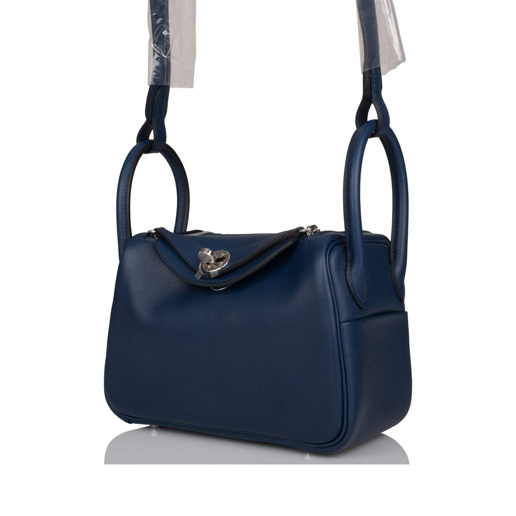 Hermes Bleu Navy Verso Swift Mini Lindy Palladium Hardware