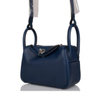 Hermes Bleu Navy Verso Swift Mini Lindy Palladium Hardware