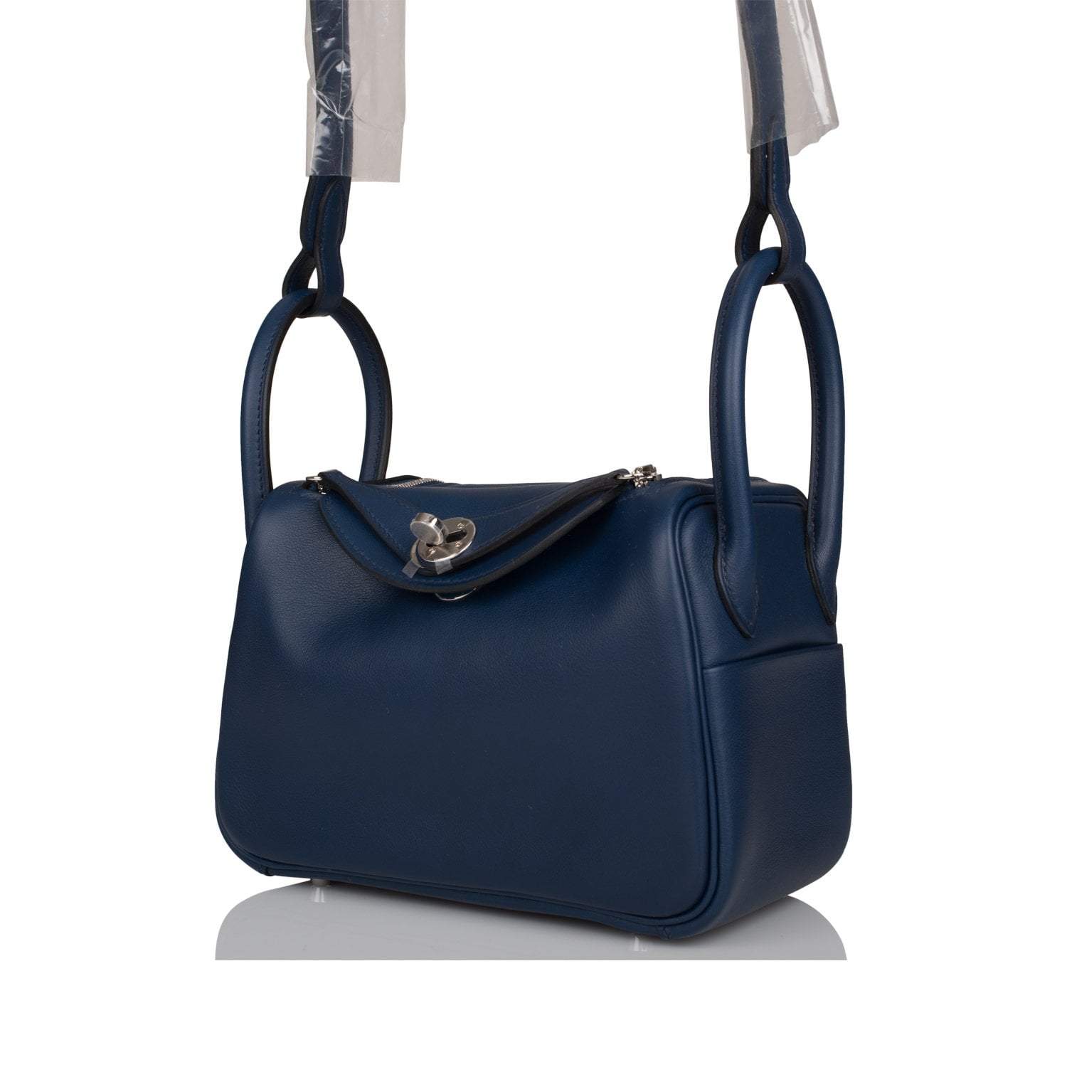Hermes Bleu Navy Verso Swift Mini Lindy Palladium Hardware