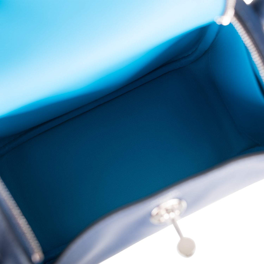 Hermes Bleu Navy Verso Swift Mini Lindy Palladium Hardware