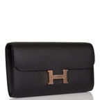 Hermes Black Epsom Constance Wallet To Go Rose Gold Hardware