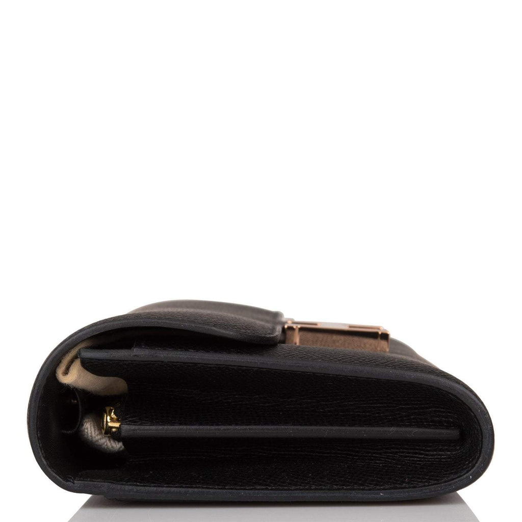 Hermes Black Epsom Constance Wallet To Go Rose Gold Hardware