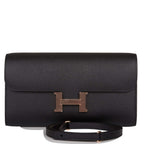 Hermes Black Epsom Constance Wallet To Go Rose Gold Hardware