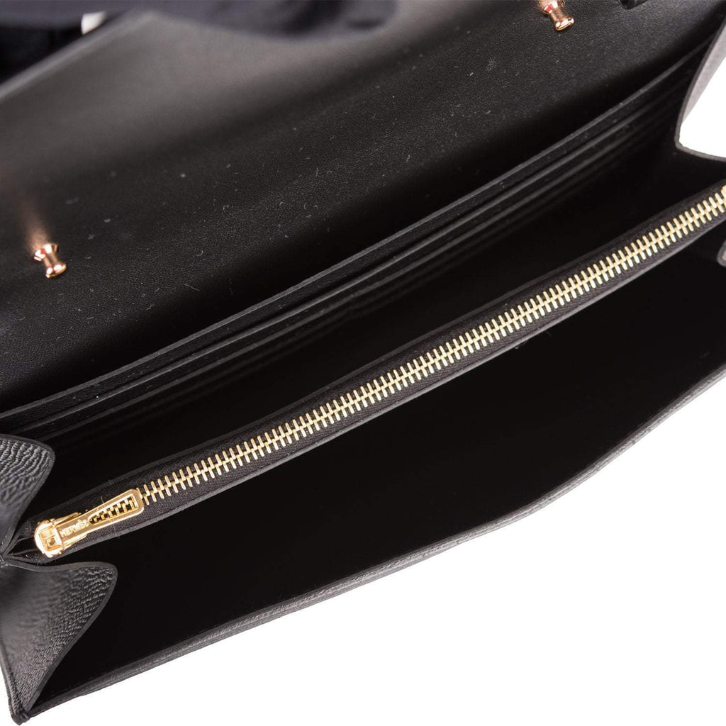 Hermes Black Epsom Constance Wallet To Go Rose Gold Hardware