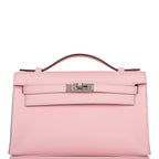Hermes Rose Sakura Swift Mini Kelly Pochette Palladium Hardware
