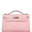 Hermes Rose Sakura Swift Mini Kelly Pochette Palladium Hardware