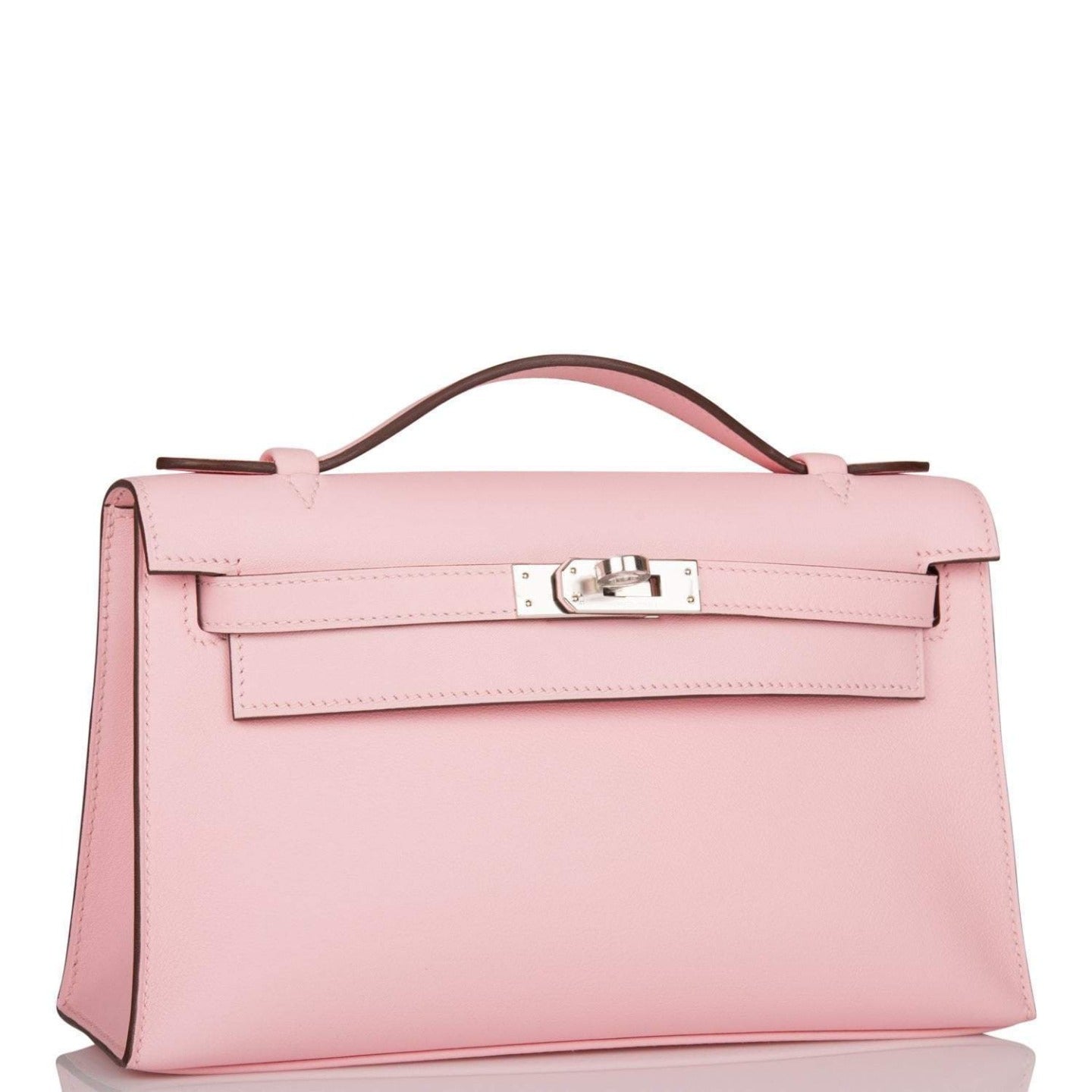 Hermes Rose Sakura Swift Mini Kelly Pochette Palladium Hardware