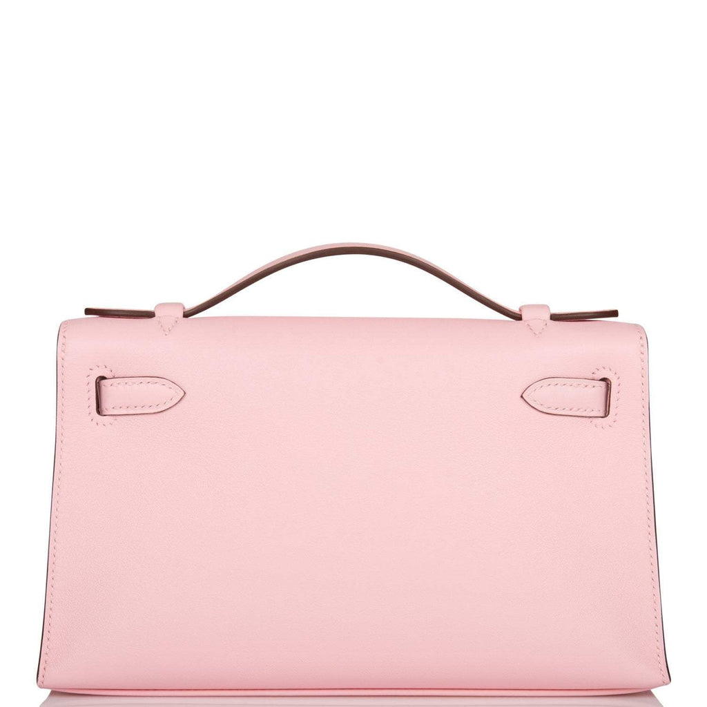 Hermes Rose Sakura Swift Mini Kelly Pochette Palladium Hardware