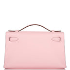 Hermes Rose Sakura Swift Mini Kelly Pochette Palladium Hardware