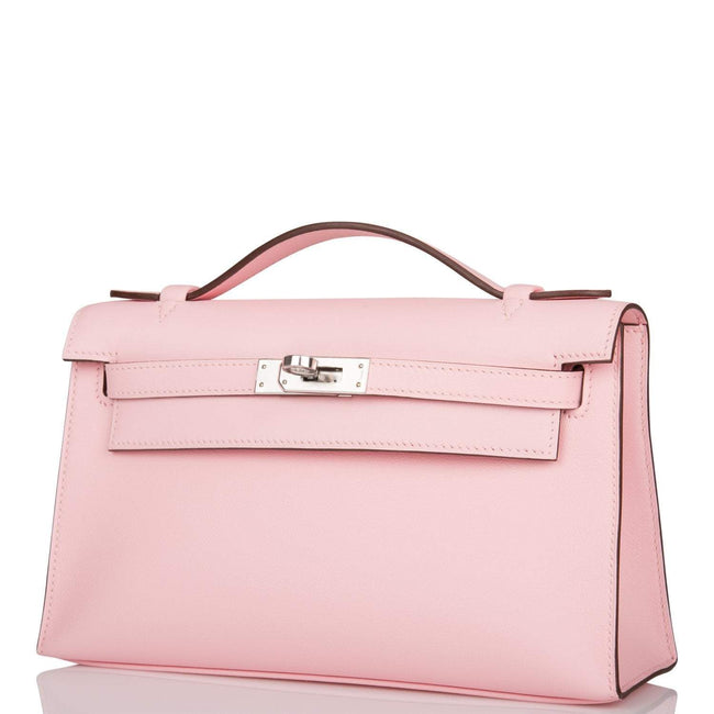 Hermes Rose Sakura Swift Mini Kelly Pochette Palladium Hardware Main Image