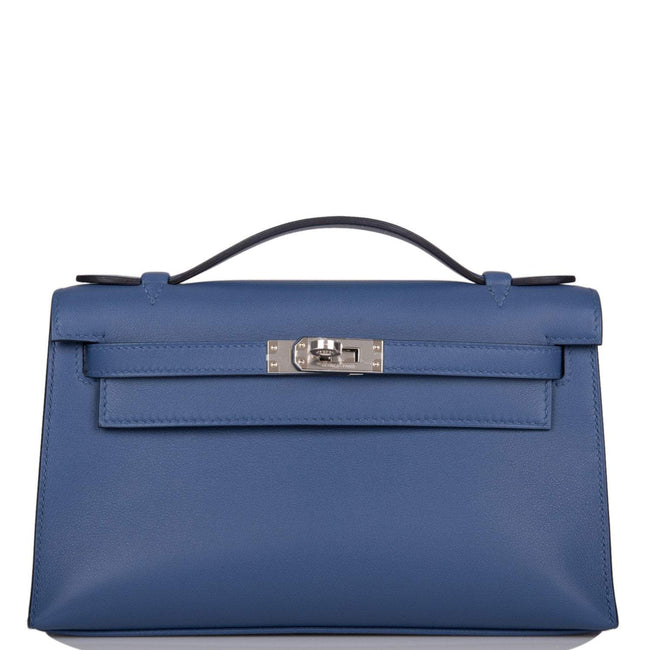 Hermes Kelly Pochette Bleu Brighton Swift Palladium Hardware Hover Image