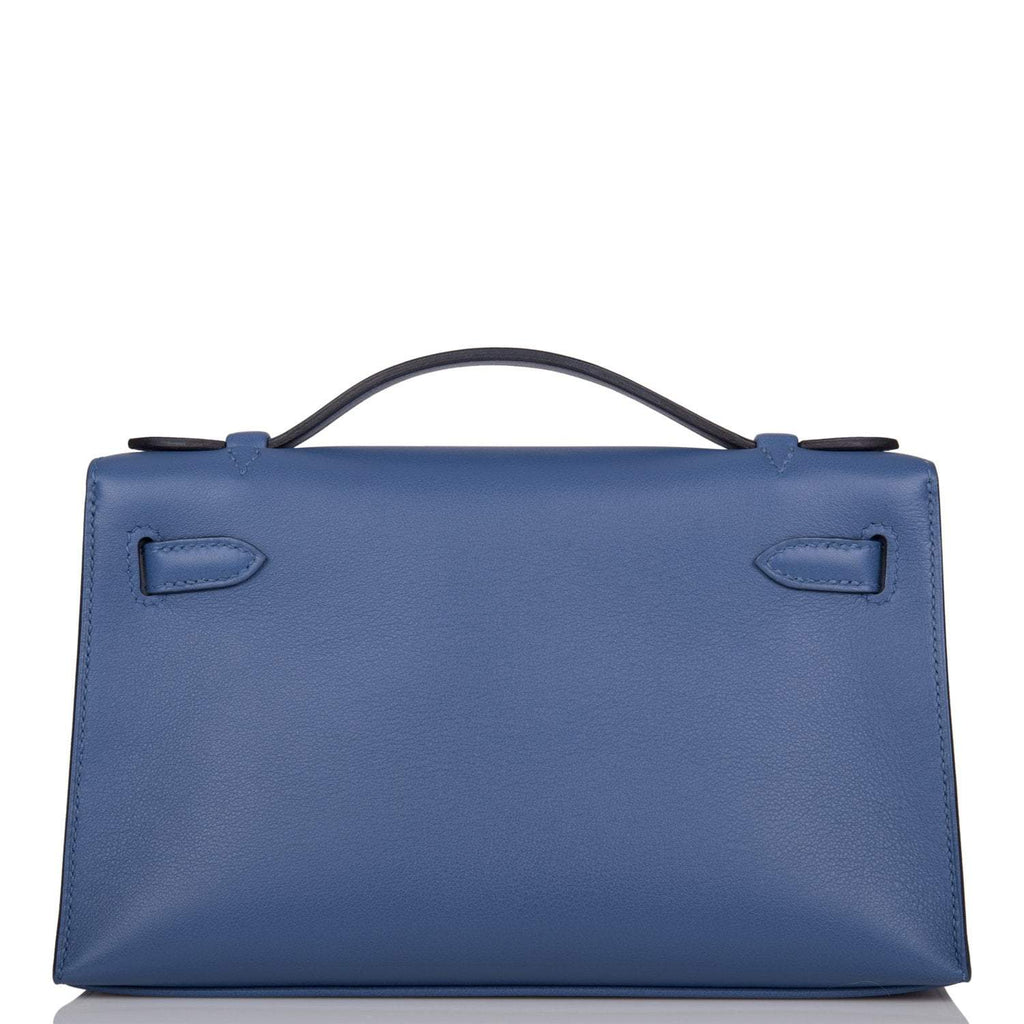 Hermes Kelly Pochette Bleu Brighton Swift Palladium Hardware