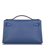 Hermes Kelly Pochette Bleu Brighton Swift Palladium Hardware