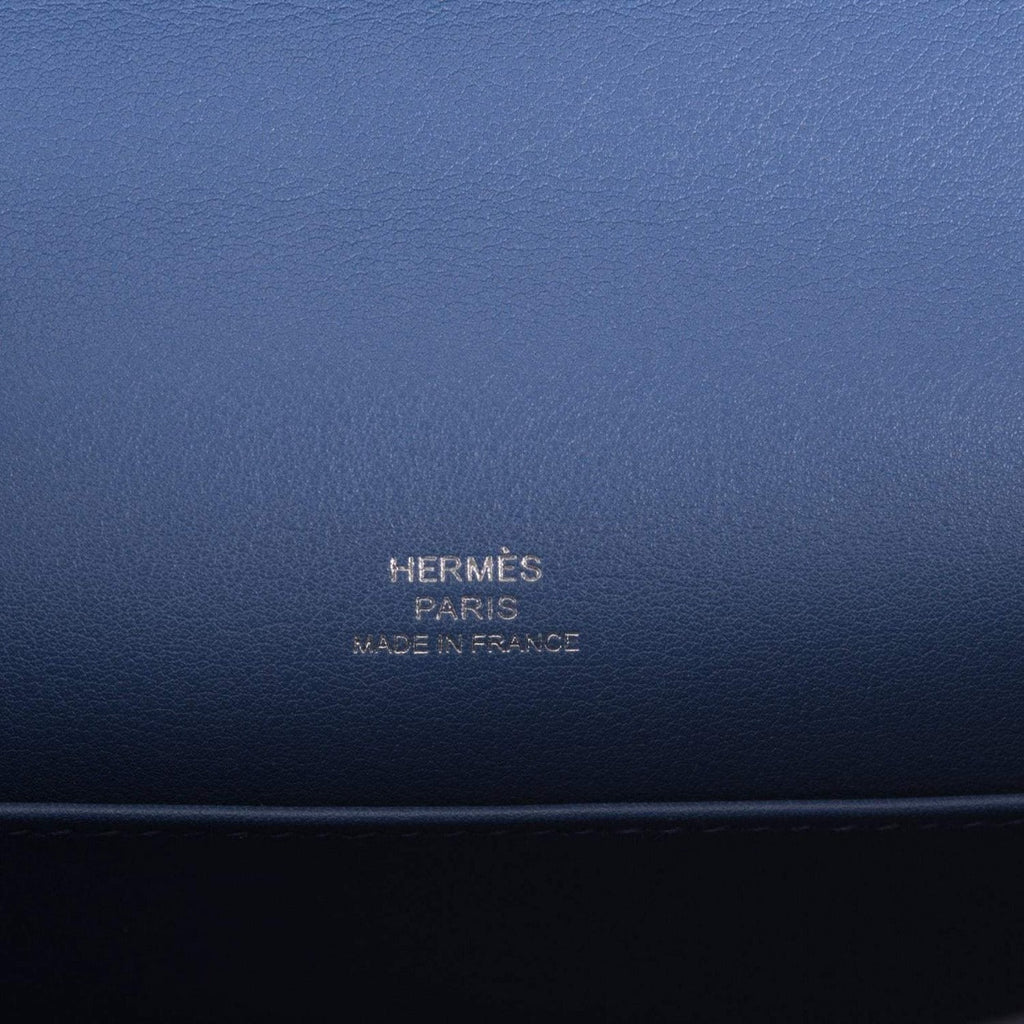 Hermes Kelly Pochette Bleu Brighton Swift Palladium Hardware