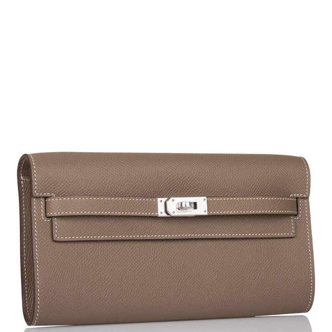 Hermes Etoupe Epsom Kelly Wallet To Go Palladium Hardware Main Image
