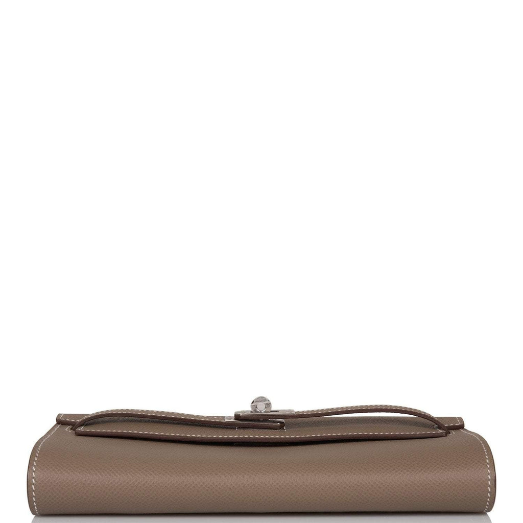 Hermes Etoupe Epsom Kelly Wallet To Go Palladium Hardware