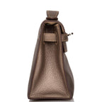 Vintage Hermes Kelly Pochette Bronze Chèvre Ruthenium Hardware