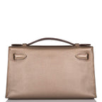 Vintage Hermes Kelly Pochette Bronze Chèvre Ruthenium Hardware