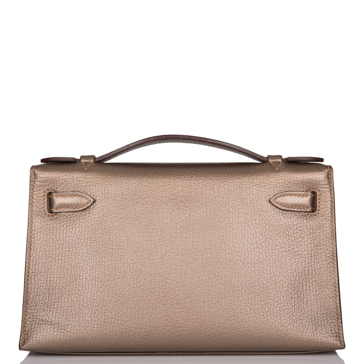 Vintage Hermes Kelly Pochette Bronze Chèvre Ruthenium Hardware