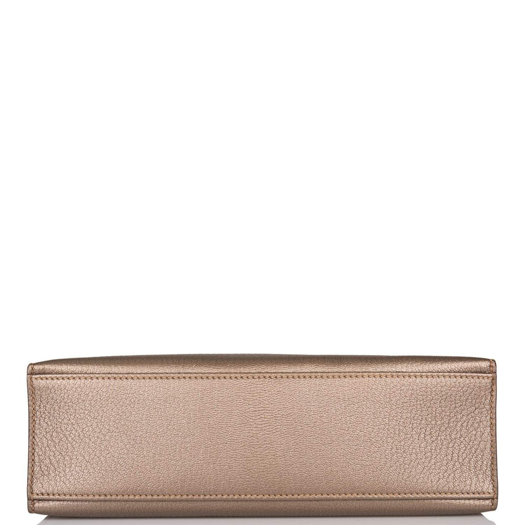 Vintage Hermes Kelly Pochette Bronze Chèvre Ruthenium Hardware