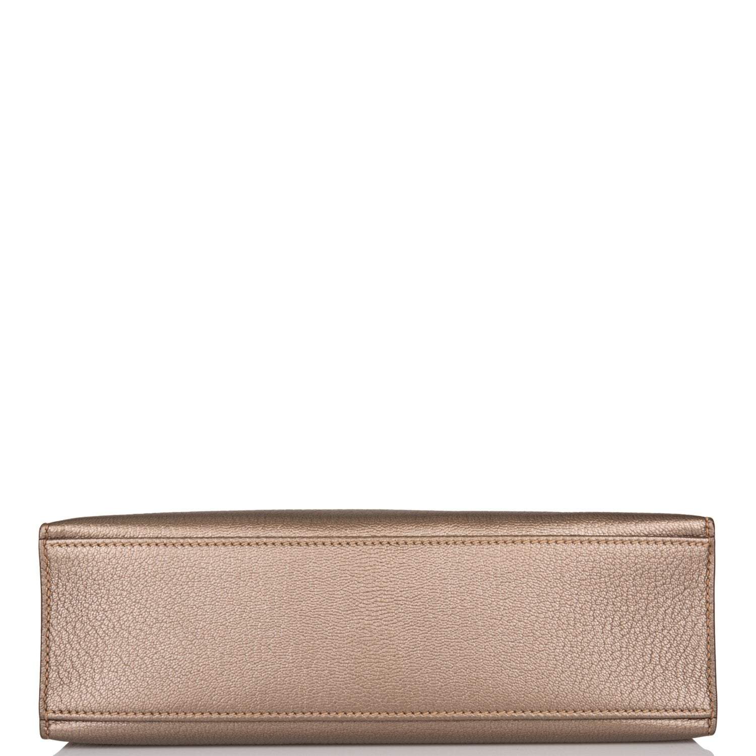 Vintage Hermes Kelly Pochette Bronze Chèvre Ruthenium Hardware