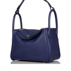 Pre-owned Hermes Lindy 30cm Bleu Encre Verso Swift Palladium Hardware
