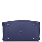 Pre-owned Hermes Lindy 30cm Bleu Encre Verso Swift Palladium Hardware