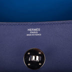 Pre-owned Hermes Lindy 30cm Bleu Encre Verso Swift Palladium Hardware