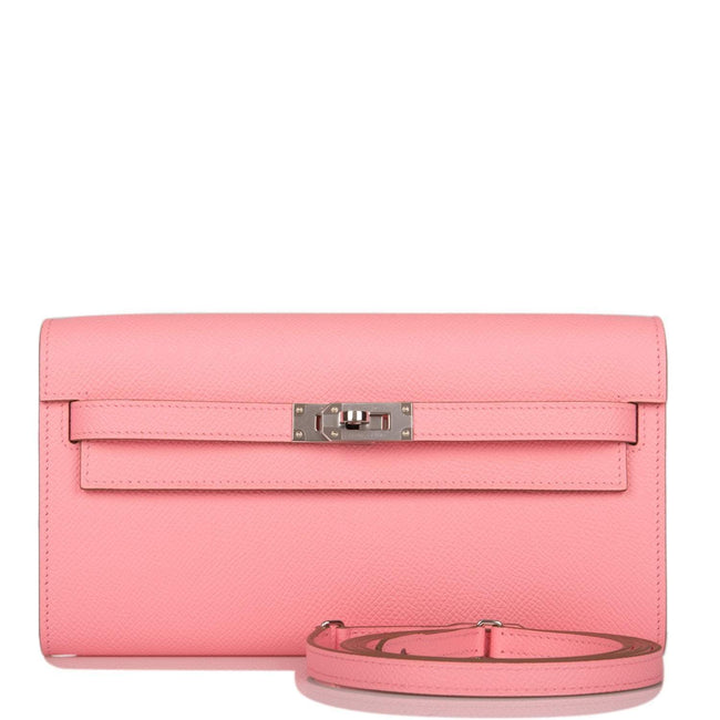 Hermes Kelly Wallet To Go Rose Confetti Epsom Palladium Hardware Hover Image