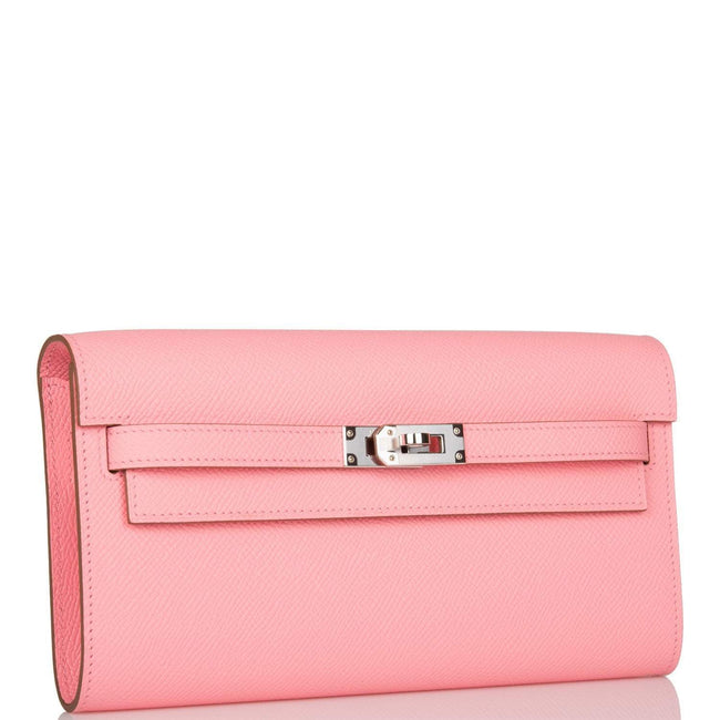Hermes Kelly Wallet To Go Rose Confetti Epsom Palladium Hardware Main Image