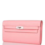 Hermes Kelly Wallet To Go Rose Confetti Epsom Palladium Hardware