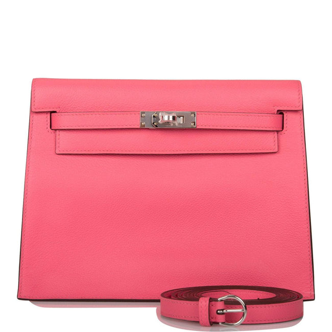 Hermes Rose Azalee Evercolor Kelly Danse Palladium Hardware Hover Image